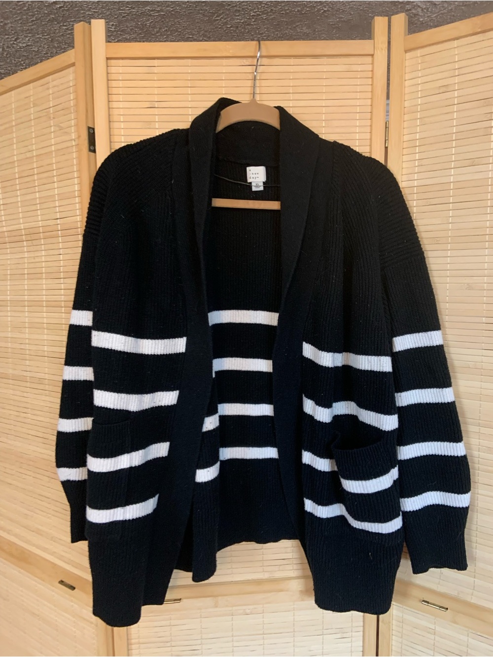 Target Black & White Striped Open-Front Cardigan